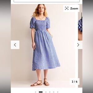 Sky Smocked Linen Midi Dress
